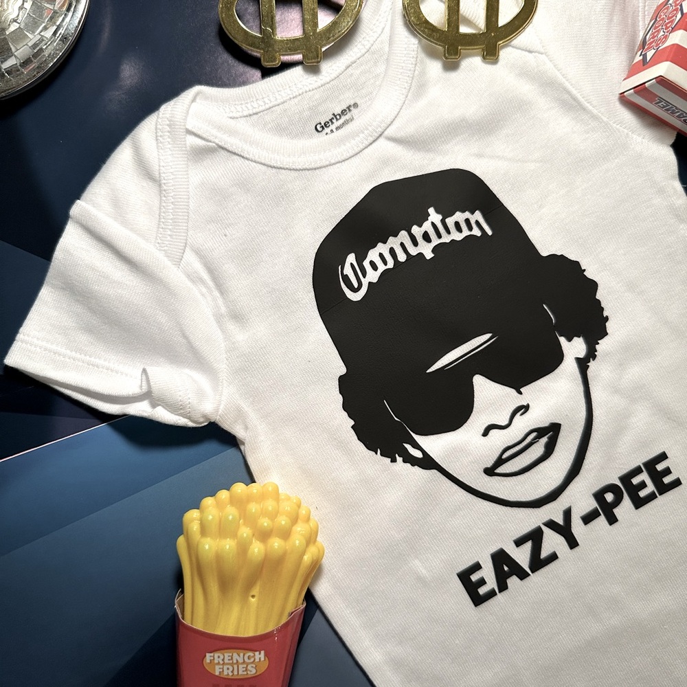 ⚡️EAZY PEE Gangsta Rap Godfather Compton hip-hop soft smoking’ baby onesie 6-9M